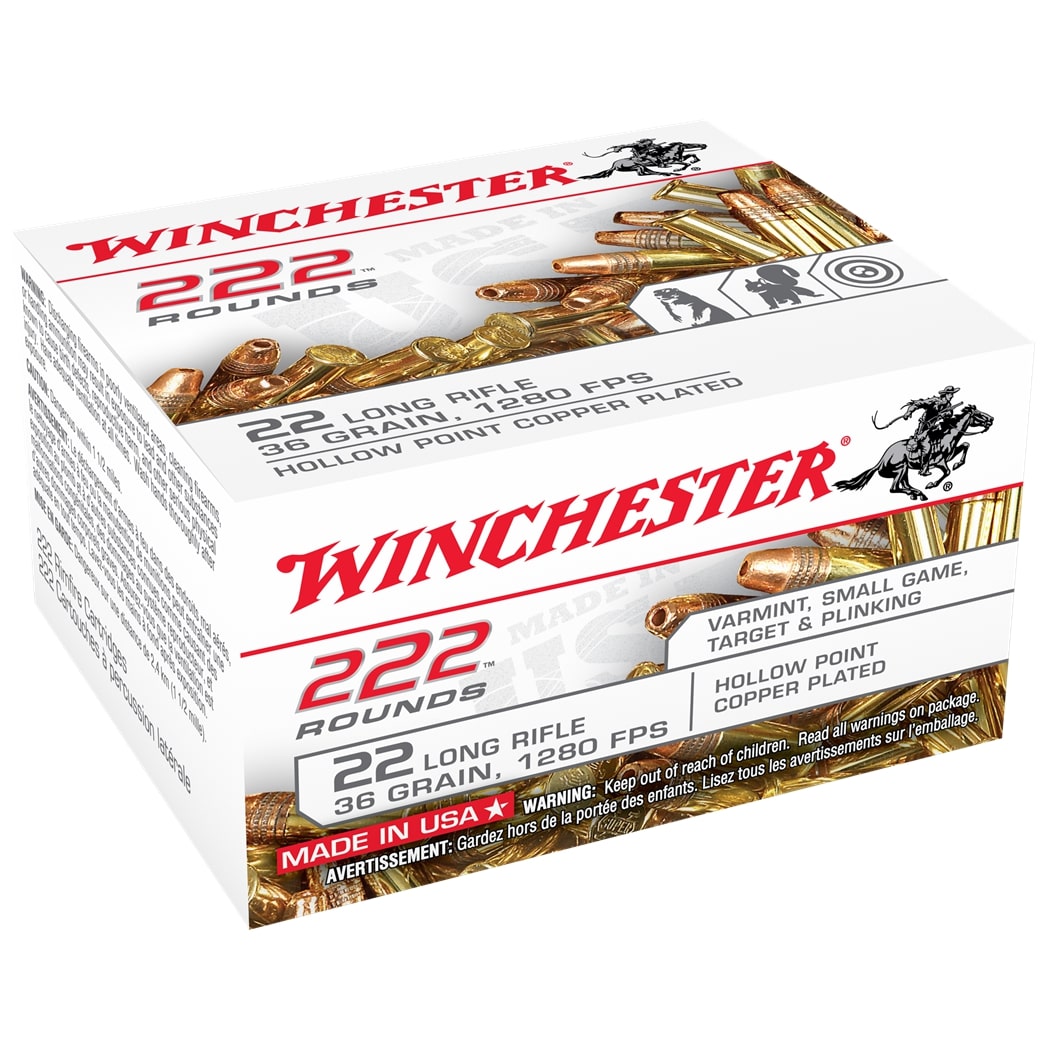 Winchester 22 LR 36gr 1280 FPS HP Copper Plated 222 Rnds