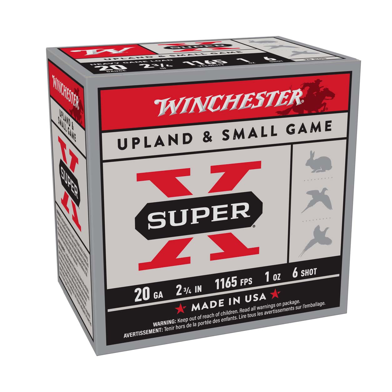 Winchester Super X Upland &Small Game 20GAx2-3/4" 1oz #6 1165 FPS 25 Rnds