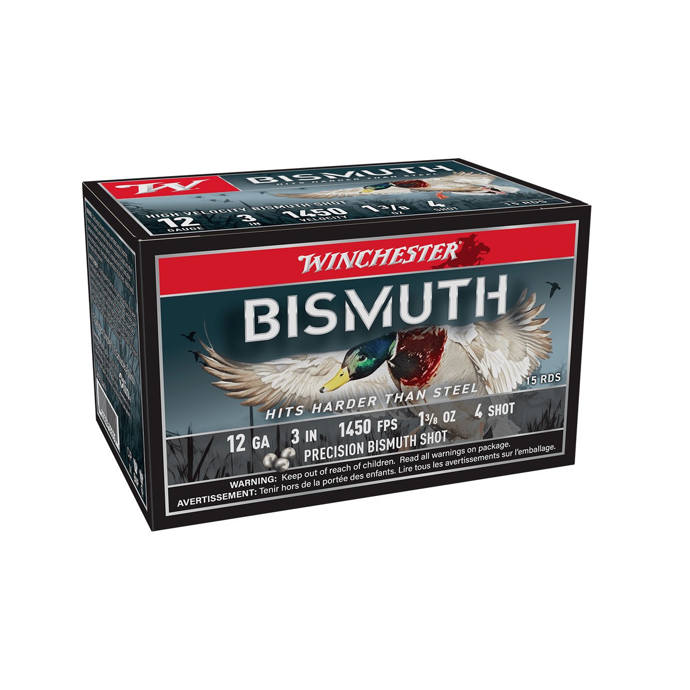 Winchester Bismuth 12GAx3" 1-3/8 oz #4 1450 FPS 15 Rnds